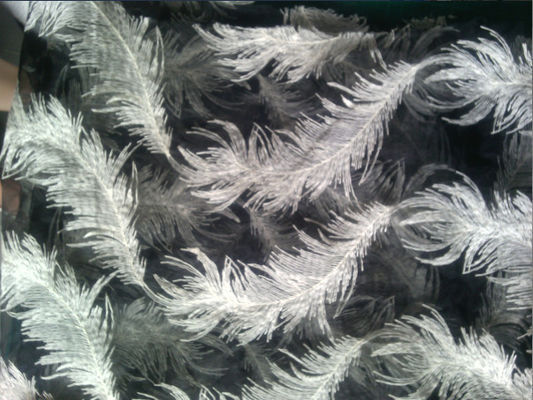 व्हाइट फेदर organza पैटर्न परिधान के लिए कपास फीता कपड़े कढ़ाई