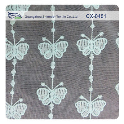तितली Organza कढ़ाई फीता कपड़ा, पारिस्थितिकी के अनुकूल डाइंग / सामान्य डाइंग