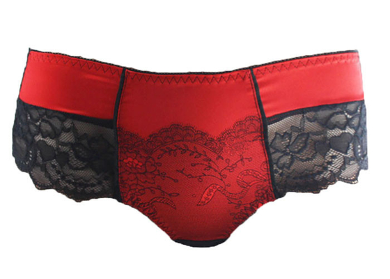 सुंदर साटन मोर्चे पर साथ बहुत सहज फीता ट्रिम Boyshort Panty