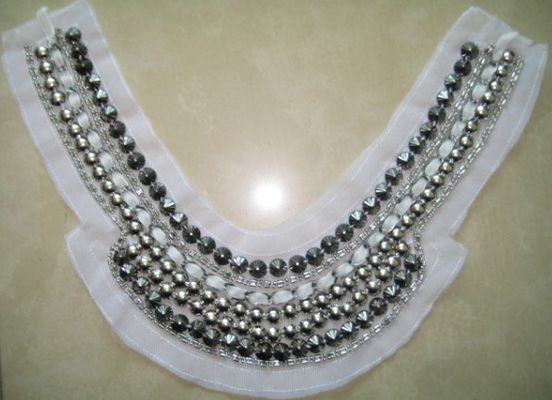 यूरोप हाथ neckline क्रिस्टल मनका कॉलर हार, ट्रिमिंग फीता मोती