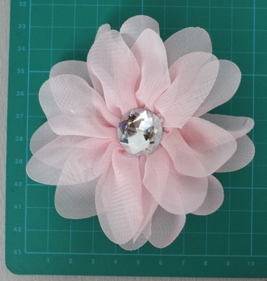 शिफॉन कृत्रिम गुलाबी फूल कंचुकी, पिन स्फटिक कपड़े फूल corsages