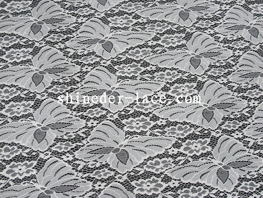 ड्रेस SYD-0179 के लिए सफेद तितली डिजाइन नायलॉन फीता कपड़ा Jacquard टेकनीक
